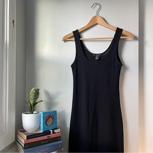 black ribbed midi dress
